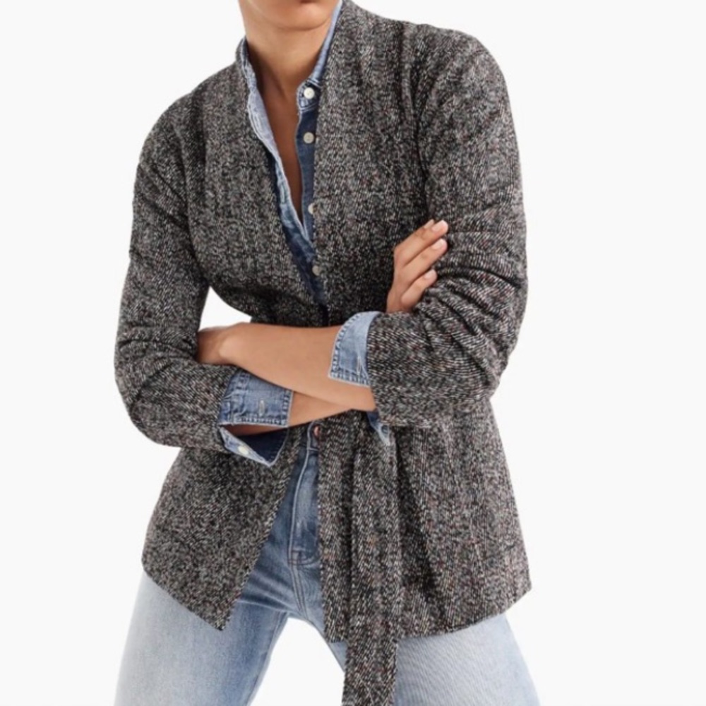 Point Sur Donegal Tweed Belted Wrap Jacket